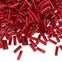 Bugle bead, Preciosa Ornela, Czech glass, transparent silver-lined red, 1/4 inch twisted. Sold per 50-gram pkg.