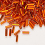 Bugle bead, Preciosa Ornela, Czech glass, transparent silver-lined dark orange, 1/4 inch with square hole. Sold per 50-gram pkg.