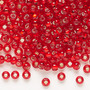 Seed bead, Preciosa Ornela, Czech glass, transparent silver-lined red, #6 rocaille with square hole. Sold per 50-gram pkg.