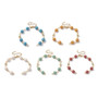 10 pack - Dyed Natural Lava Rock Bracelet, with Golden 304 Stainless Steel Findings Mixed Colour, 6-3/4 inch (17cm