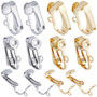 40Pcs, 2 Colours, 304 Stainless Steel Clip-on Earrings Findings, with Loop, for Non-pierced Ears, Platinum & Golden, 16x12x7.5mm, Hole: 1.8mm, 20pcs/colour