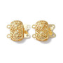 2 pk - Brass Box Clasps, 2-Strand, 4-Hole, Oval, 18k Gold Plated, 14.5x16x5.5mm, Hole: 1.4mm and 1.6mm