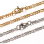 10pk - 304 Stainless Steel Figaro Chains Necklaces, with Lobster Claw Clasps, Faceted, Mixed Colour, 29.52 inch(75cm)