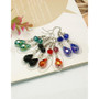 30 pairs - Glass Teardrop Dangle Earrings, with Brass Oval Rings and Brass Earring Hooks, Mixed Color, 64mm