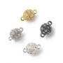 50pk - Alloy Rhinestone Magnetic Clasps with Loops, Oval, Mixed Colour, 16x10mm, Hole: 1.5mm