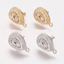 10 pairs - Alloy Stud Earring Findings, with Loop, Teardrop, Mixed Colour, 19x12mm, Hole: 1mm, Pin: 0.7mm