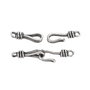 5 Sets - Brass Hook and Eye Clasps, Long-Lasting Plated, Antique Silver, Eye: 13.5x4.5x3mm, Hole: 1.4mm, Hook: 13.5x5.5x3mm, Hole: 1.4mm