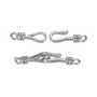 5 Sets - Brass Hook and Eye Clasps, Long-Lasting Plated, Real Platinum Plated, Eye: 13.5x4.5x3mm, Hole: 1.4mm, Hook: 13.5x5.5x3mm, Hole: 1.4mm