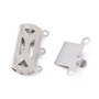 10pk - 304 Stainless Steel Box Clasps, 3-Strands, 6-Holes, Rectangle with Flower, Stainless Steel Colour, 19.8x15x3mm, Hole: 1.6mm