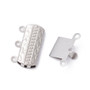10pk - 304 Stainless Steel Box Clasps, 3-Strands, 6-Holes, Rectangle with Flower, Stainless Steel Colour, 19.8x15x3mm, Hole: 1.6mm