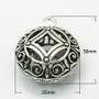LAST STOCK: Alloy Pendant, Oval, Hollow, Lead Free & Nickel Free, Antique Silver, 30x25x15mm, Hole: 3mm
