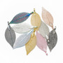 LAST STOCK: Electroplate Natural Leaf, Leaf, Mixed Colour - 5 pieces, approx 53x19x1.5mm, Hole: 3x5.5mm
