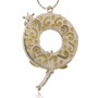 LAST STOCK: Alloy Resin Pendant, with Crystal Rhinestone, Ring with Dragonfly, Silver, LemonChiffon, 67x44x13mm, Hole: 2mm