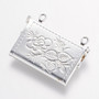 LAST STOCK:  25 pack - Brass Locket Pendants, Handbag with Flower, Silver, 22x17x3.5mm, Hole: 1mm