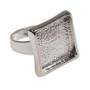 LAST STOCK: Bezel Ring With Adjustable Band - Square Bright Silver - 20x20mm