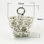 LAST STOCK: 2pk - Lead Free Silver Tone Alloy Grade A Rhinestone Hangers, Bail Beads, 16x13mm, Hole: 2mm LAST STOCK: 2pk - Lead Free Silver Tone Alloy Grade A Rhinestone Hangers, Bail Beads, 16x13mm, Hole: 2mm