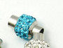 Magnetic Clasp - Medium 15mm x 11mm with cord ends (5mm I.D.) Platinum w Light Blue Rhinestones in clay - 4 pack