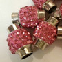 Magnetic Clasp - Medium 16mm x 15mm with cord ends (6mm I.D.) Platinum w Pale Pink Rhinestones in clay - 2 pack