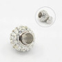 Magnetic Clasp - Medium 16mm x 15mm with cord ends (6mm I.D.) Platinum w Crystal Rhinestones in clay - 2 pack