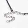 10 x Imitation Leather cord Necklaces Black (2mm thick, 17" long) Platinum ends