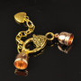 2 x Gold Cord Ends with Heart Clasp and extension Chain, Cord end Hole: 8mm inner diameter