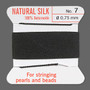 Griffin Thread, Silk 2-yard card with integrated flexible stainless steel needle Size 7 (0.75mm) Black