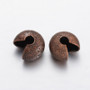 LAST STOCK: 20 pk -Textured Brass Crimp Beads Covers, Red Copper, 5mm In Diameter, Hole: 2mm