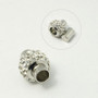 Magnetic Clasp - Medium 17mm x 14mm with cord ends (6mm I.D.) Platinum w Crystal Rhinestones in clay - 2 pack