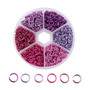 1 x box Aluminum Wire Open Jump Rings 6mm x 0.8mm; about 1080pcs Pink Purple Mix