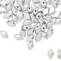 Bead, Op Matte Silver, DiamonDuo™, 10gm bag, 8x5mm faceted -(2) 0.7-0.8mm holes