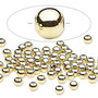 Bead, Gold Finished steel, 4mm round. Sold per pkg of 100.