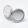 925 Sterling Silver Magnetic Clasp, Carved 925, Round, Platinum, 14.5x9.5mm, Hole: 1mm Sold Per Clasp