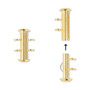 Clasp, 2-strand slide lock, gold-plated brass, 16x6mm round tube. Sold per pkg of 4.