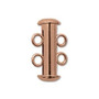 Clasp, 2-strand slide lock, Copper-plated brass, 16x6mm tube. Sold per pkg of 4.