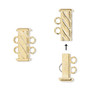 Clasp, 2-strand slide lock, gold-plated brass, 16x7mm corrugated rectangle tube. Sold per pkg of 4.