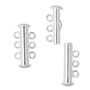Clasp, 3-strand slide lock, silver-plated brass, 21x6mm tube. Sold per pkg of 4.