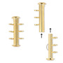 Clasp, 3-strand slide lock, gold-plated brass, 21x6mm round tube. Sold per pkg of 4.