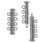 Clasp, 4-strand slide lock, gunmetal-plated brass, 26x6mm tube. Sold per pkg of 4.