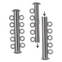 Clasp, 5-strand slide lock, gunmetal-plated brass, 31x6mm tube. Sold per pkg of 4.