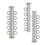 Clasp, 5-strand slide lock, stainless steel, 31x6mm tube. Sold per pkg of 4.