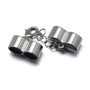 LAST STOCK: 20 Sets- Platinum plated Double Cord Ends (8mm i.d) with Clasp and extension chain 90-100mm x 20mm