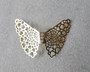 Gold Filigree Angel/Fairy/Butterfly Wings, approx 70 x 50mm x 0.2mm, Sold per pkg of 2