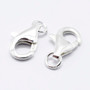 2 x 925 Sterling Silver Lobster Claw Clasps, Carved 925, Platinum, 13mm, Hole: 2mm