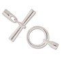 Toggle Clasp with Cord ends  3.2mm inner Diameter - Silver to fit cords 3mm thick - 2 PACK