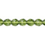 Bead, Czech fire-polished glass, transparent olivine, 8mm faceted round. Sold per 15-1/2" to 16" strand, approximately 50 beads.