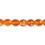 Bead, Czech fire-polished glass, transparent orange, 8mm faceted round. Sold per 15-1/2" to 16" strand, approximately 50 beads.