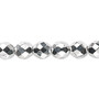 Bead, Czech fire-polished glass, metallic silver, 8mm faceted round. Sold per 15-1/2" to 16" strand.