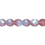 Bead, Czech fire-polished glass, matte purple AB, 8mm faceted round. Sold per 15-1/2" to 16" strand.