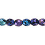 Bead, Czech fire-polished glass, amethyst purple AB, 8mm faceted round. Sold per 15-1/2" to 16" strand.