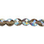 Bead, Czech fire-polished glass, smoke AB, 8mm faceted round. Sold per 15-1/2" to 16" strand.